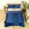 thumbnail image 1 of DecorAvenue Ultra-Luxe Crushed Velvet Duvet Cover Set, Boho Bedding Comforter Donna Cover Set, Queen Size 3 Pieces Set 1 Comforter Cover and 2 Pillow Shams Royal Blue Color, 1 of 6