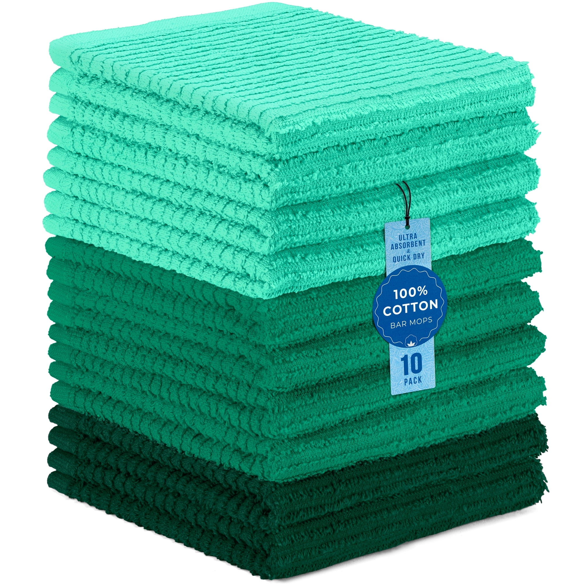 Teal Green 12 x 12 Inch Cotton Cleaning Cloth Set