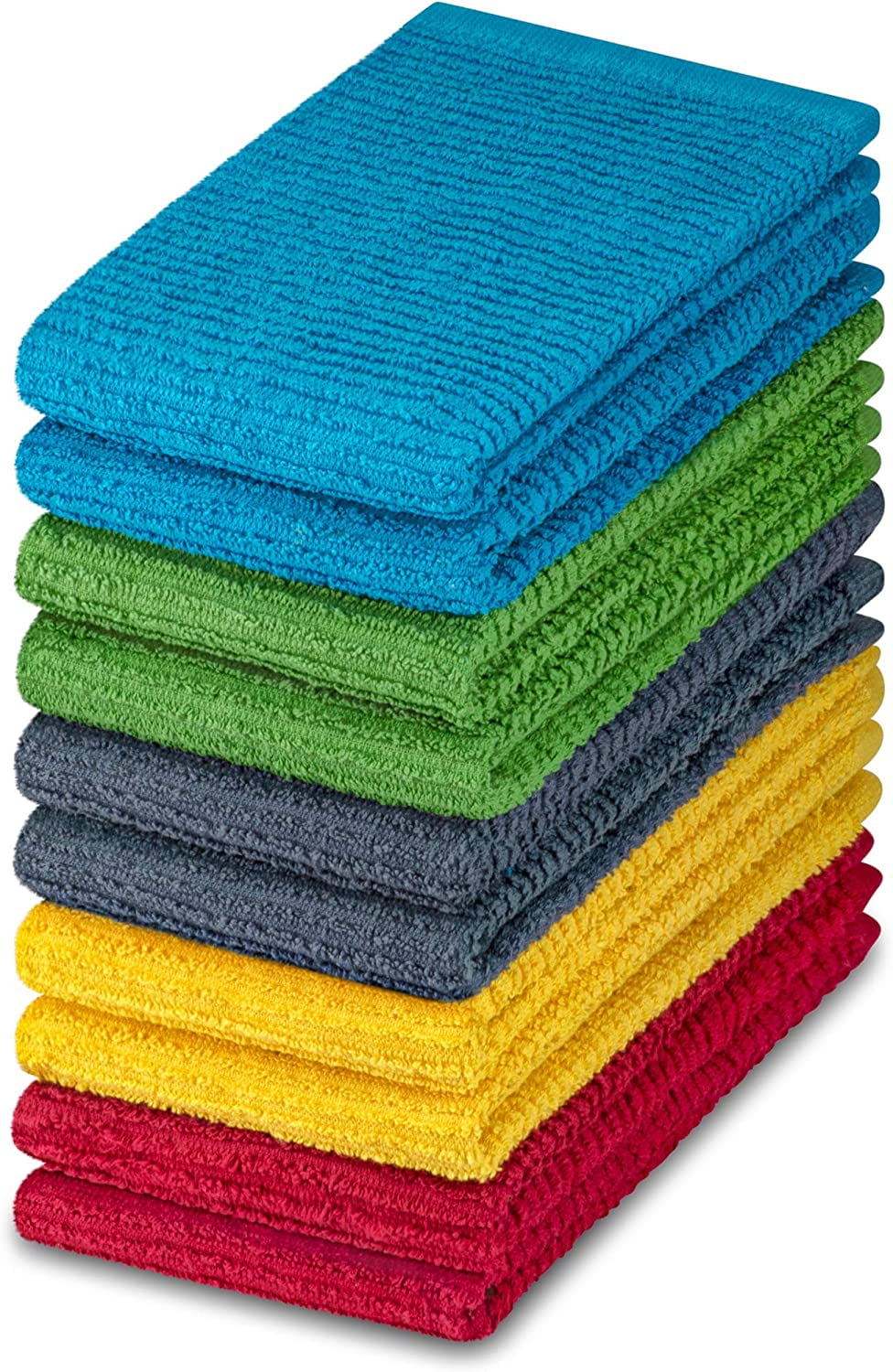 DecorRack 10 Pack 100% Cotton Bar Mop, 16 x 19 inch, Kitchen Cleaning Towels,  Assorted Colors 