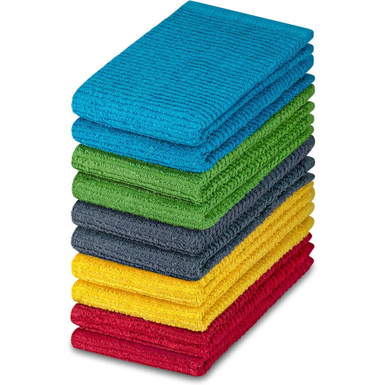 Decorrack 10 Pack 100% Cotton Bar Mop 16 x 19 inch Ultra Absorbent Heavy Duty Kitchen Cleaning Towels Assorted Colors (10 Pack)