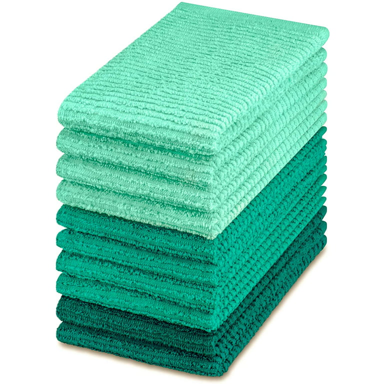 Decorrack 10 Pack 100% Cotton Bar Mop, 16 x 19 inch, Ultra Absorbent, Heavy Duty Kitchen Cleaning Towels, Teal Green (10 Pack)