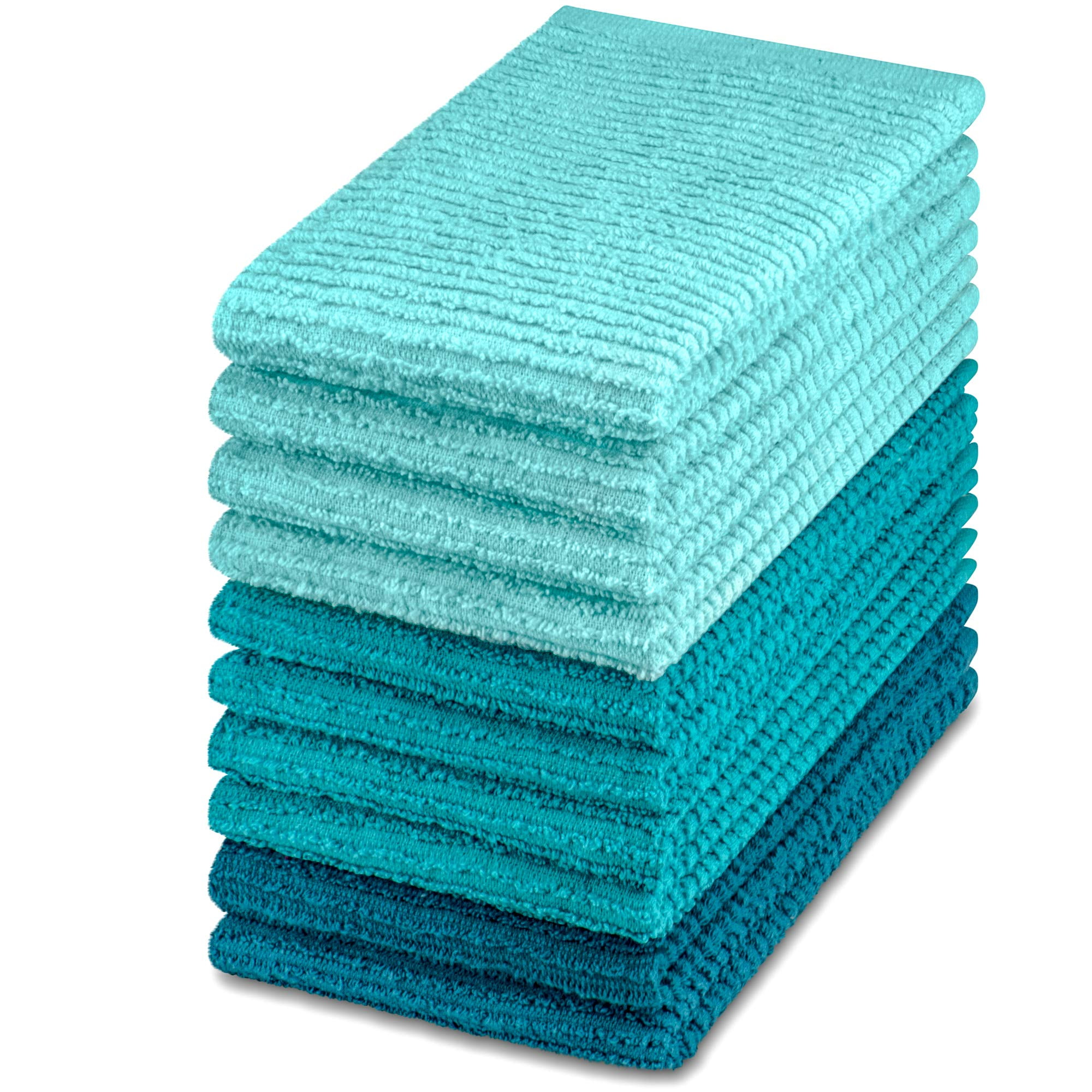 Oakias 100% Cotton White Bar Mop Towels - 12 Pack Kitchen Towels - 16 x 19 Inches- Highly Absorbent Multi-Purpose Cleaning Towels and Bar Rags