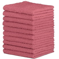 DecorRack 10 Pack 100% Cotton Washcloth, Absorbent 12 x 12" Soft Cotton Hand Towel, Pink (Set of 10)