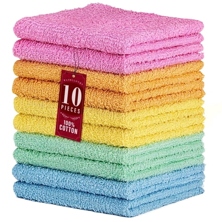 DECORRACK 10 PACK 100% COTTON WASHCLOTHS, ABSORBENT 12...