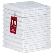 DecorRack 10 Pack 100% Cotton Washcloths, Absorbent 12 x 12" Soft Cotton Hand Towel, White (Set of 10)