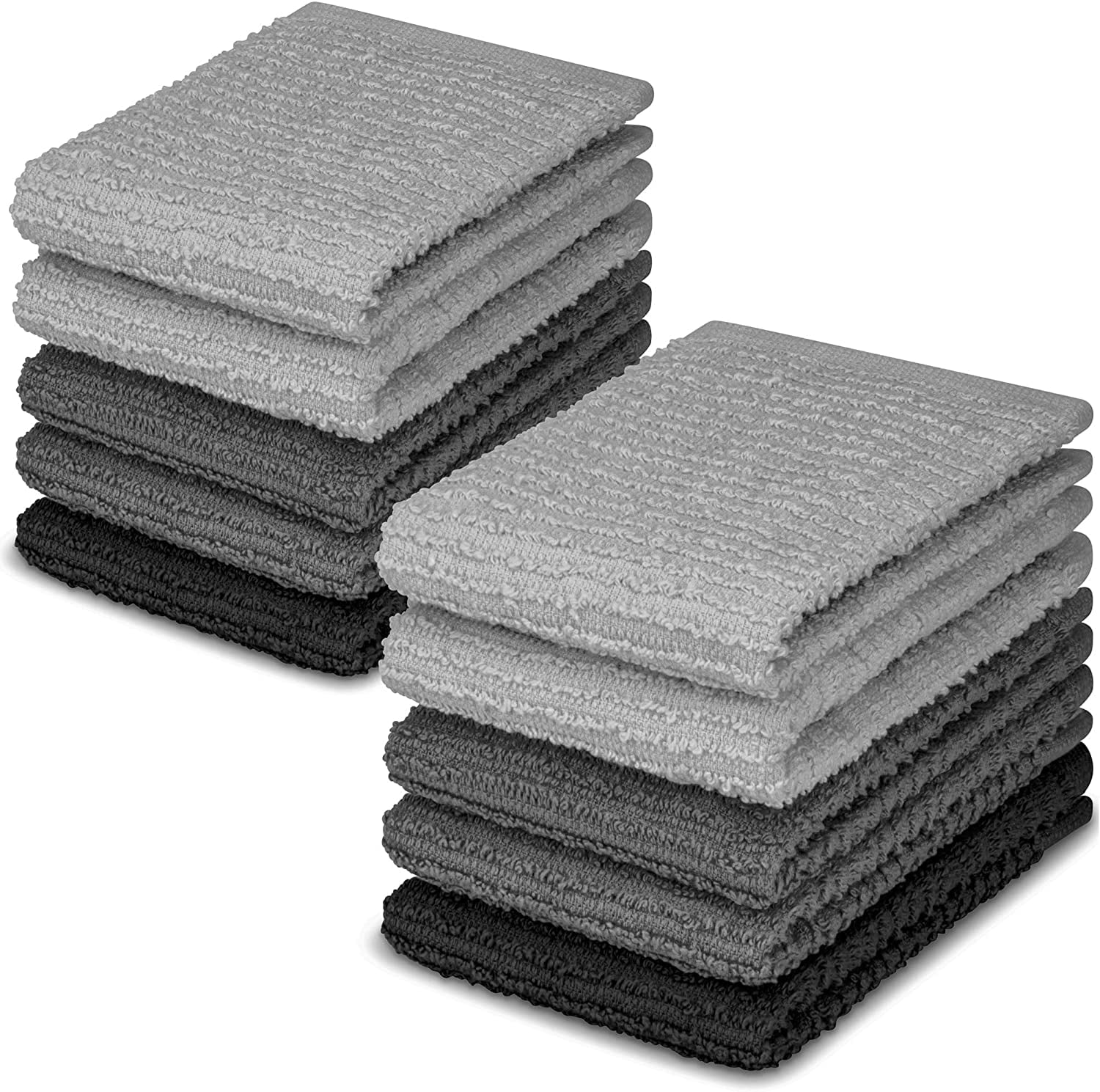 DecorRack 10 Pack Kitchen Dish Towels, 100% Cotton, 12 x 12 Inch, Small Dish  Cloths, Gray (Pack of 10) 