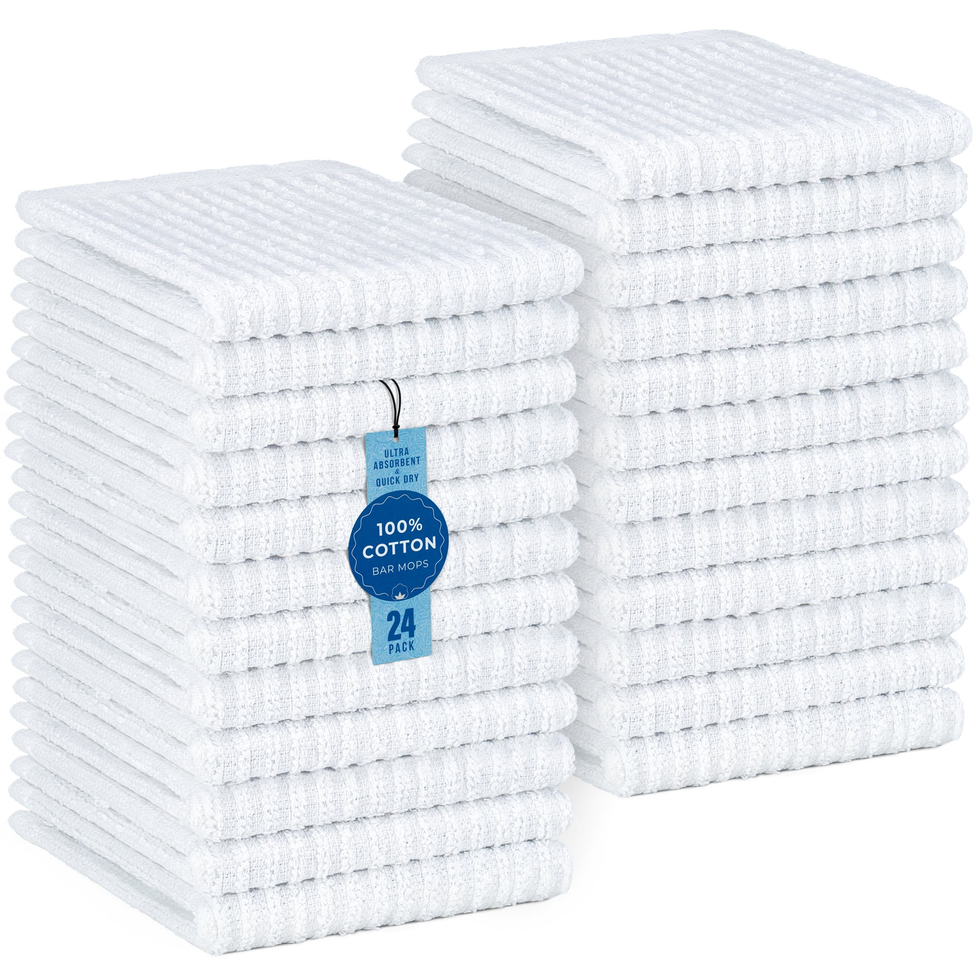 Living Fashions 12 Pack Terry Cloth Bar Mop Towels Premium Cotton Kitchen Cleaning Rags Size 16 x 19 Walmart
