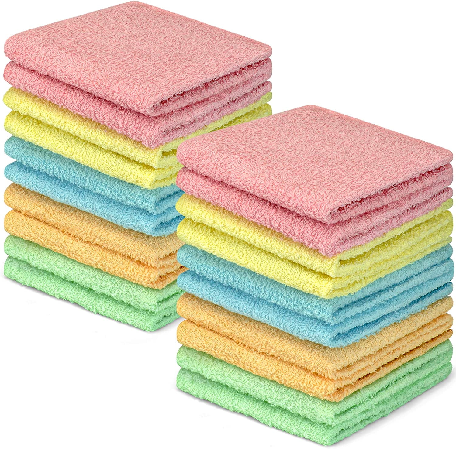 DecorRack 100% Cotton Wash Cloth, 12 x 12 inch, Pastel Colors (20 Pack ...
