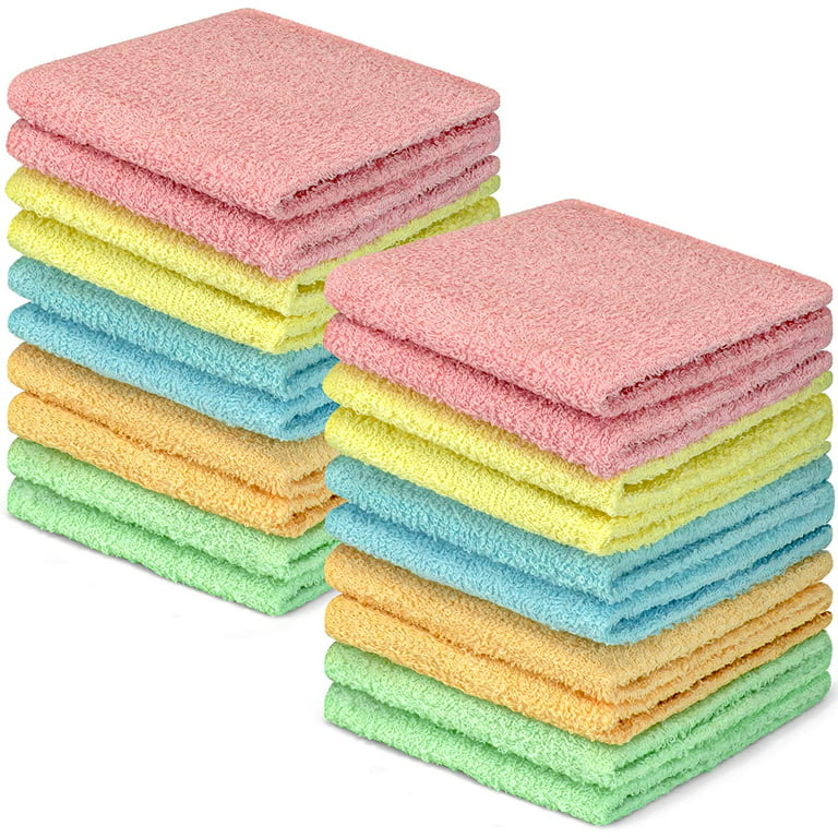 DecorRack 100% Cotton Wash Cloth, 12 x 12 inch, Pastel Colors (20 Pack)
