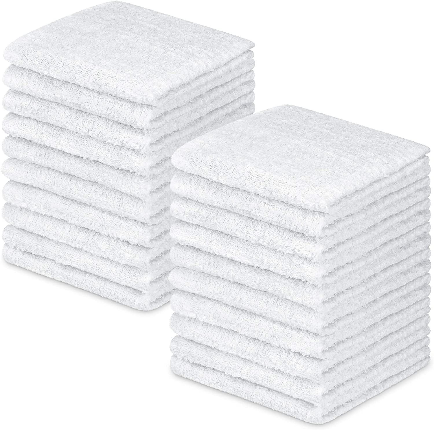 24 Pack White Wash Cloth For Bathroom, Kitchen 100% Cotton 12 x 12 Size