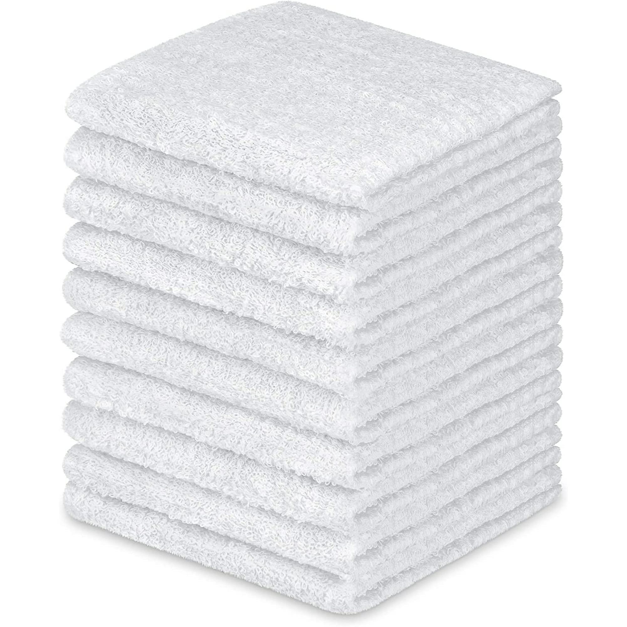 12 Pack White Wash Cloths 100% Cotton For Bathroom & Kitchen 12 x 12 