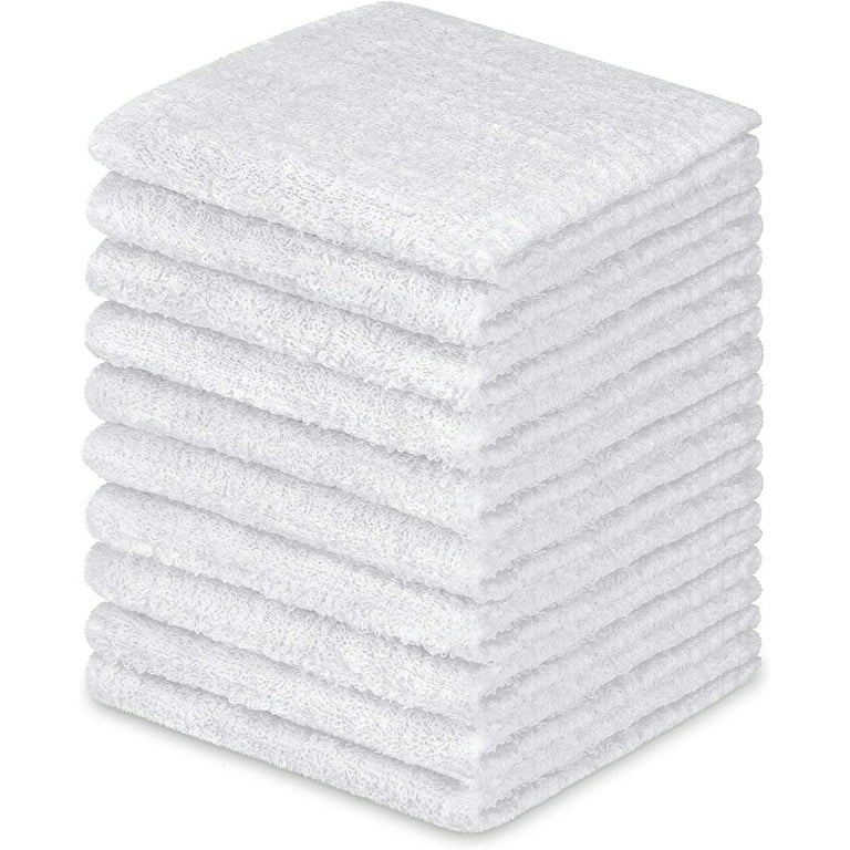 Decorrack 100% Cotton Wash Cloth, 12 x 12 inch, White (10 Pack)