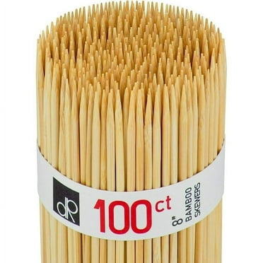 DecorRack 100 Natural Bamboo Wooden Skewer Sticks, Best For BBQ, Grilling, Kabob Skewers, 8 inch (Pack of 100)