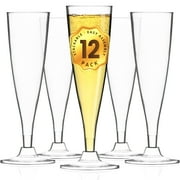 DecorRack 12 Plastic Champagne Glasses, 5 oz Clear Reusable Party Cups, Durable BPA Free Shatterproof Drinkware for Weddings, Parties and Outdoor Use Pack of 12
