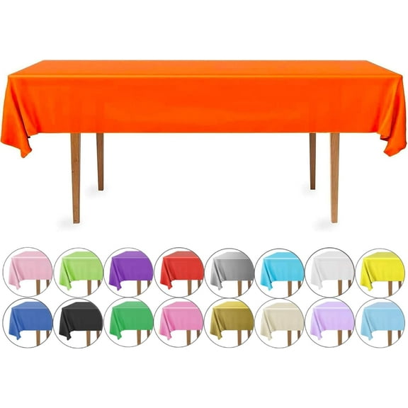 DecorRack 12 Plastic Tablecloths, 54 x 108 inch, Rectangular, Orange