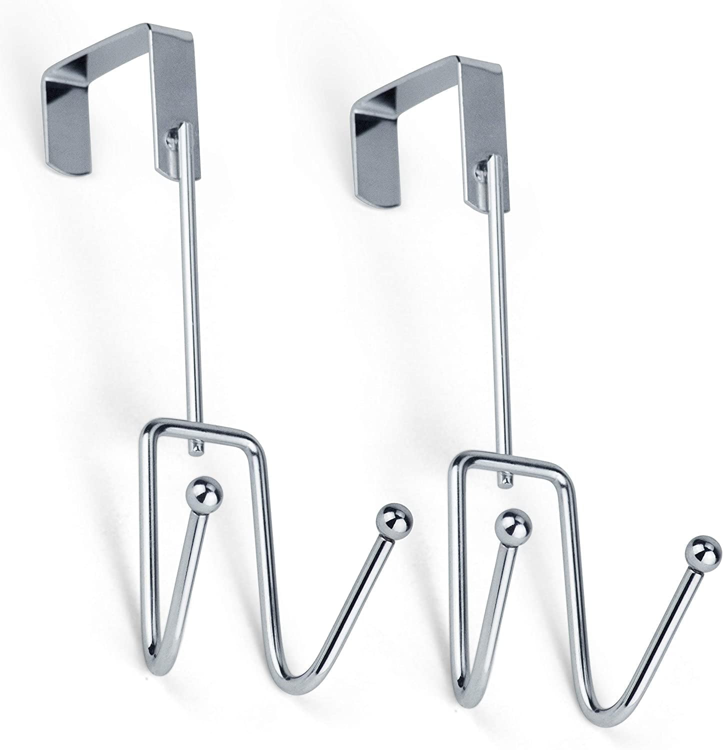 DecorRack Chrome Over Door Hooks, Dual Hook Hanging Closet Organizer ...