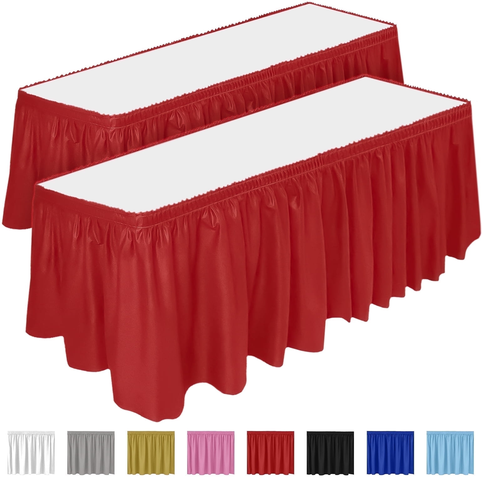 Exquisite Ruffle Table Skirt Red 6 Pack 14 Ft Long Table Skirts For Rectangle Tables 6ft Plus Or Round Tables Skirts With Adhesive Strip For Gender Reveal Decor & Happy Birthday - View #8