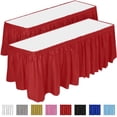 thumbnail image 1 of DecorRack 2 Pack Table Skirts, 29 in x 14 ft Reusable Party Tablecloth Skirt with Adhesive Strip for Parties & Events, Red (Pack of 2), 1 of 5
