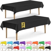 DecorRack 2 Rectangular Tablecloths -BPA- Free Plastic, 54 x 108 inch, Reusable Table Cover, Black (2 Pack)