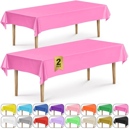 DecorRack 2 Rectangular Tablecloths -BPA- Free Plastic, 54 x 108 inch, Reusable Table Cover, Fuchsia Pink (2 Pack)