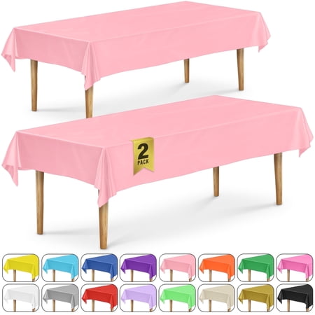 DecorRack 2 Rectangular Tablecloths -BPA- Free Plastic, 54 x 108 inch, Reusable Table Cover, Light Pink (2 Pack)