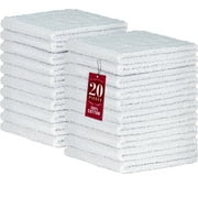 DecorRack 20 Pack 100% Cotton Washcloths, Absorbent 12 x 12" Soft Cotton Hand Towel, White (Set of 20)