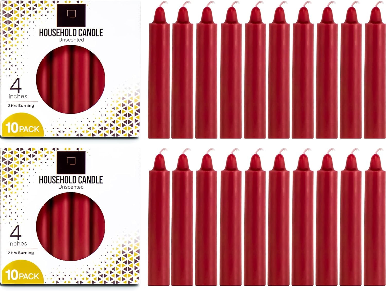 DecorRack 20 Unscented Red Mini Taper Candles, 4 inch Tall