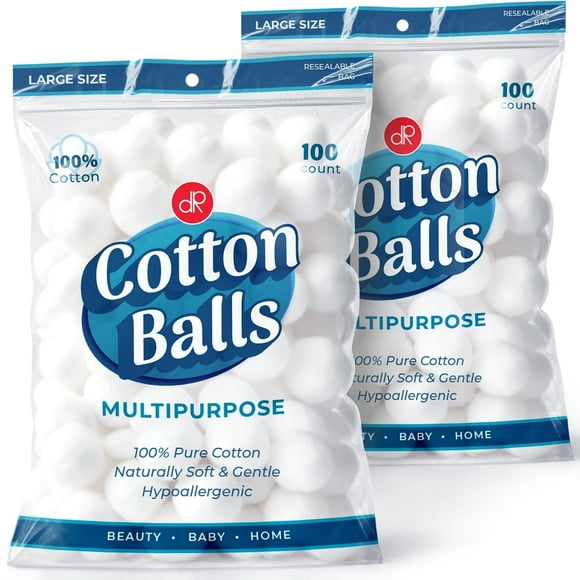 DecorRack Large Cotton Balls, 100% Natural Cotton Balls for Nail Polish Removal (200 Count)