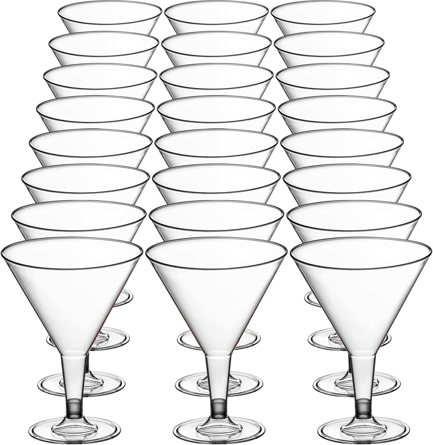 True Party Disposable Plastic Martini Glasses - Stemmed Clear Cocktail Cups  for Outdoors, Parties - 8oz Set of 12