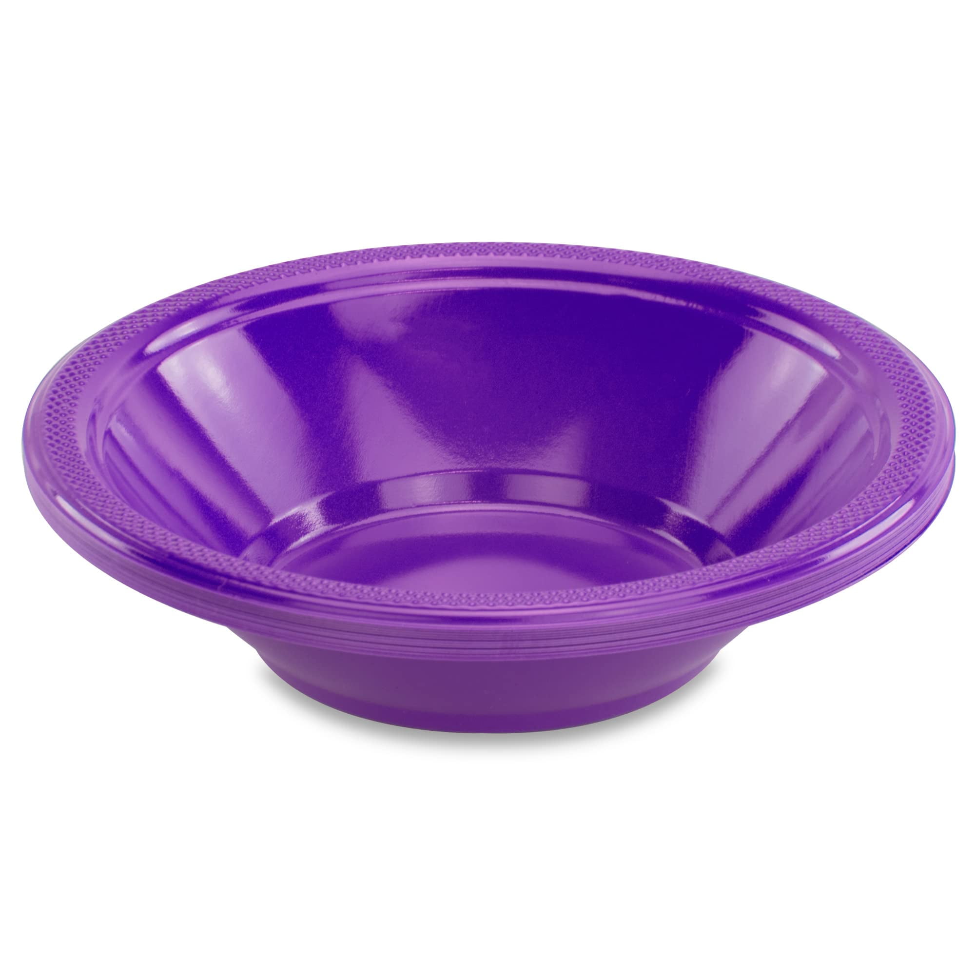 DecorRack 24 Small Plastic Bowls, 7 inch Disposable Party Bowls, Purple