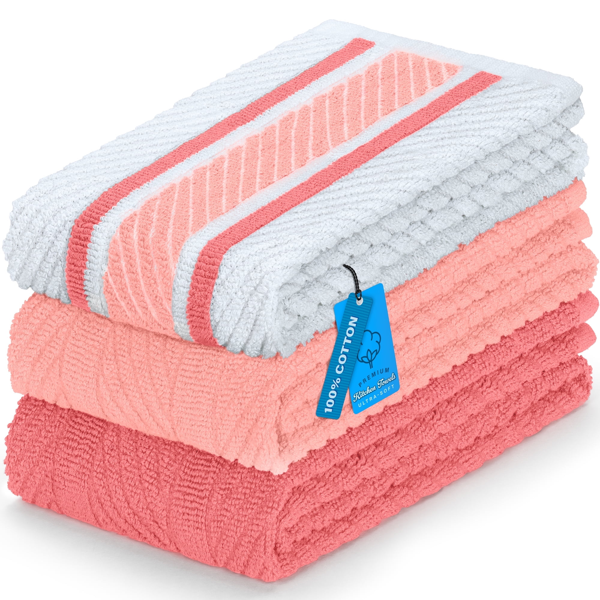DecorRack 3 Kitchen Towels, 16 x 27" Absorbent Large Dish Towels ...