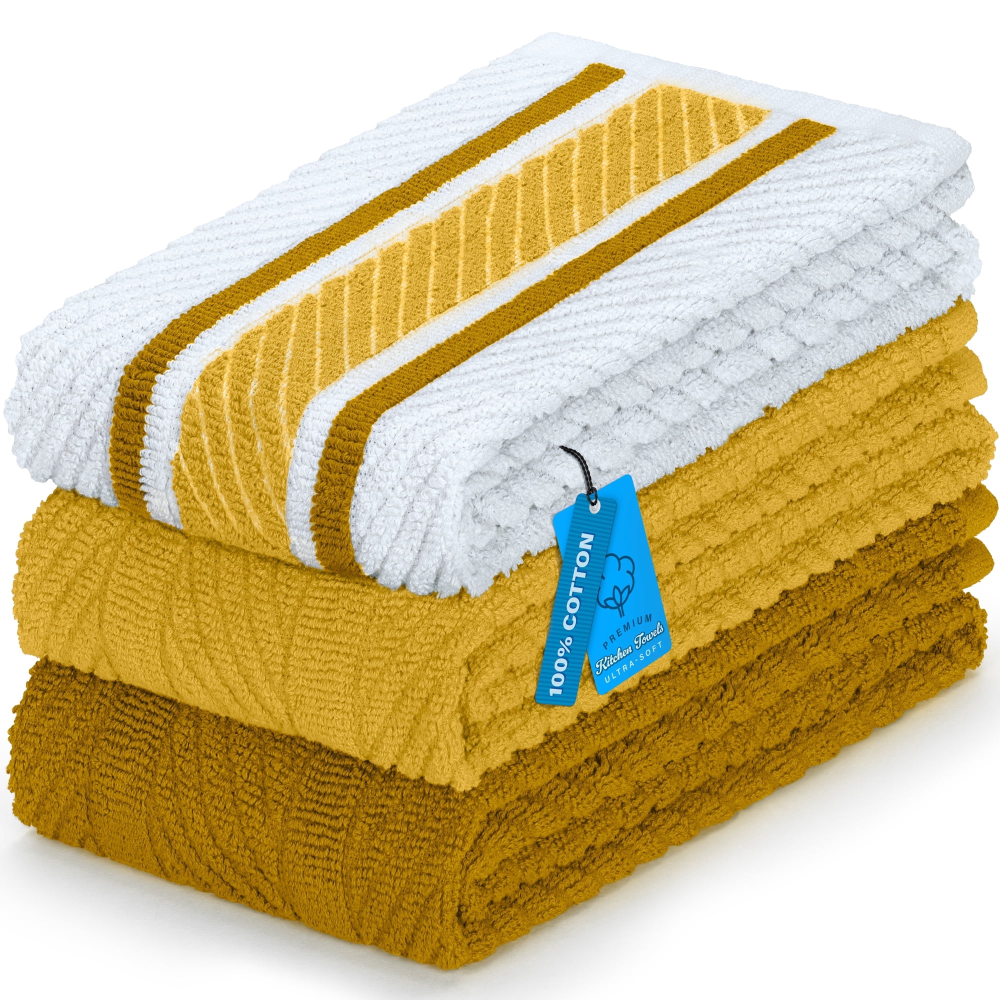 DecorRack 3 Kitchen Towels, 16 x 27" Absorbent Large Dish Towels ...
