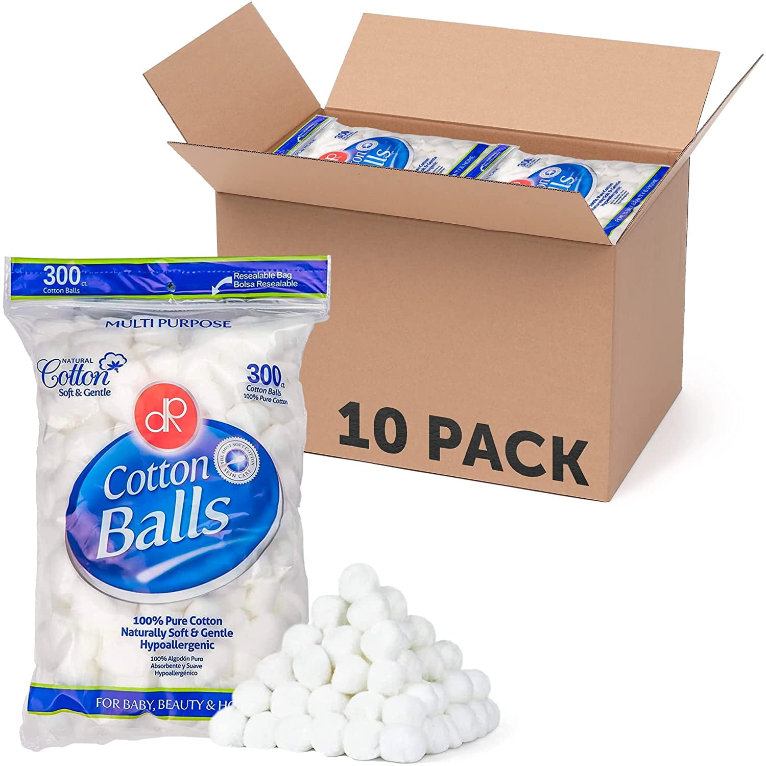 DecorRack 3000 Small Mini Cotton Balls, Bulk Pack 