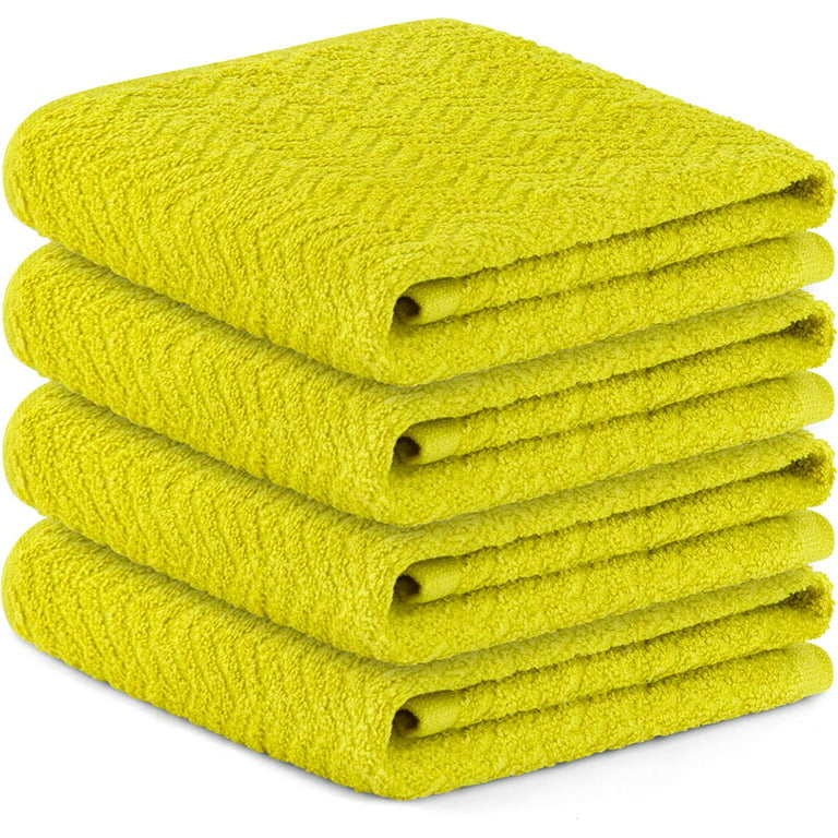 DecorRack 4 Large Kitchen Towels, 100% Cotton, 15 x 25 inches, Yellow (4  Pack)