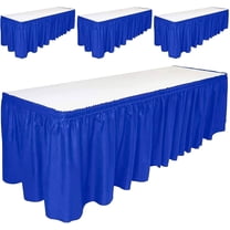 DecorRack 4 Pack Table Skirts, 29 in x 14 ft Reusable Party Tablecloth Skirt with Adhesive Strip for Parties & Events, Royal Blue (Pack of 4)