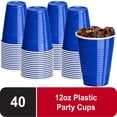thumbnail image 1 of DecorRack 40 Count Blue Disposable Plastic Cups, 12 fl oz Party Drinking Cups, Recyclable & Durable (Pack of 40), 1 of 7