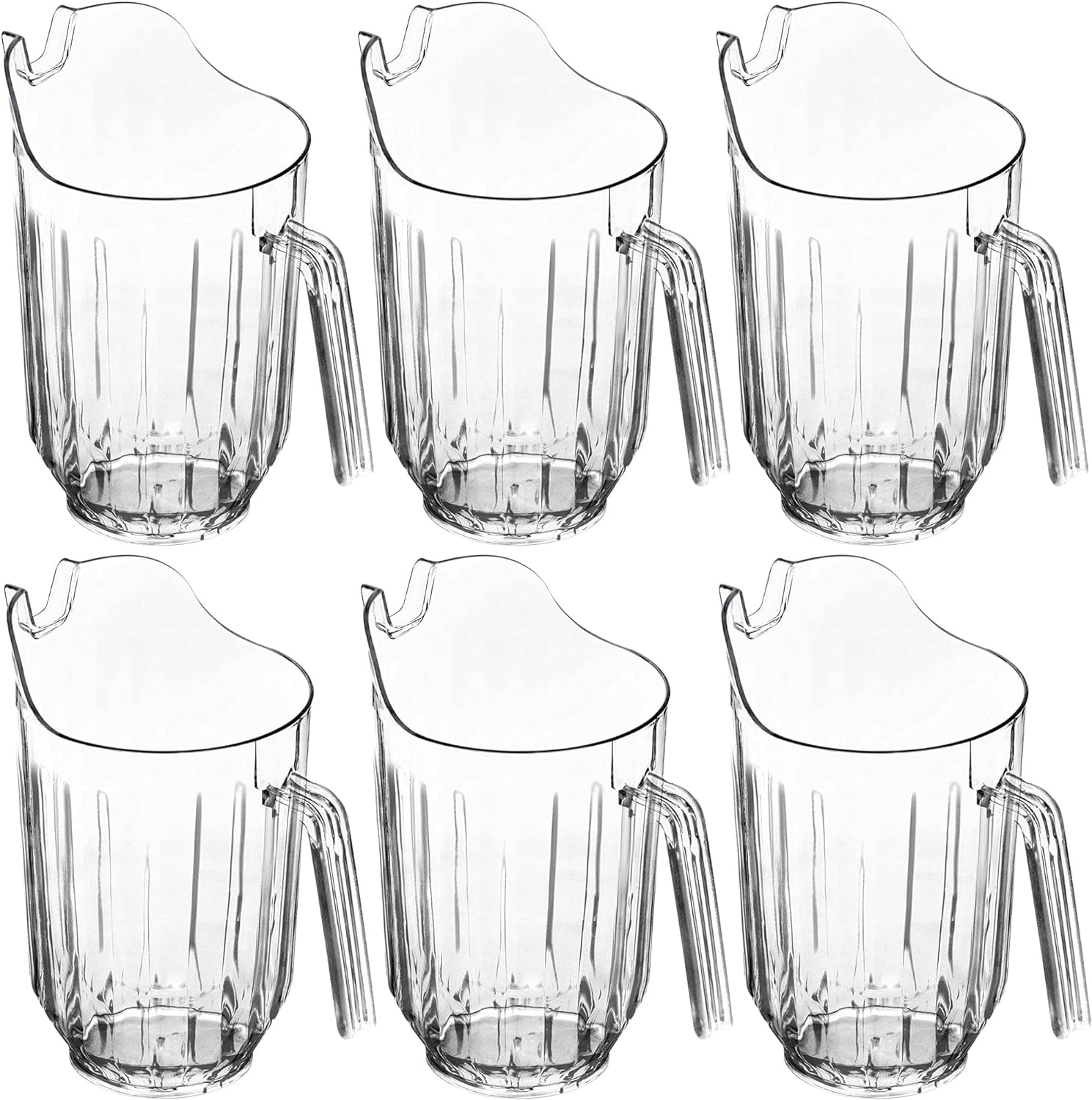 DecorRack 6 Clear Plastic Pitchers, 56 Ounce (6 Pack)