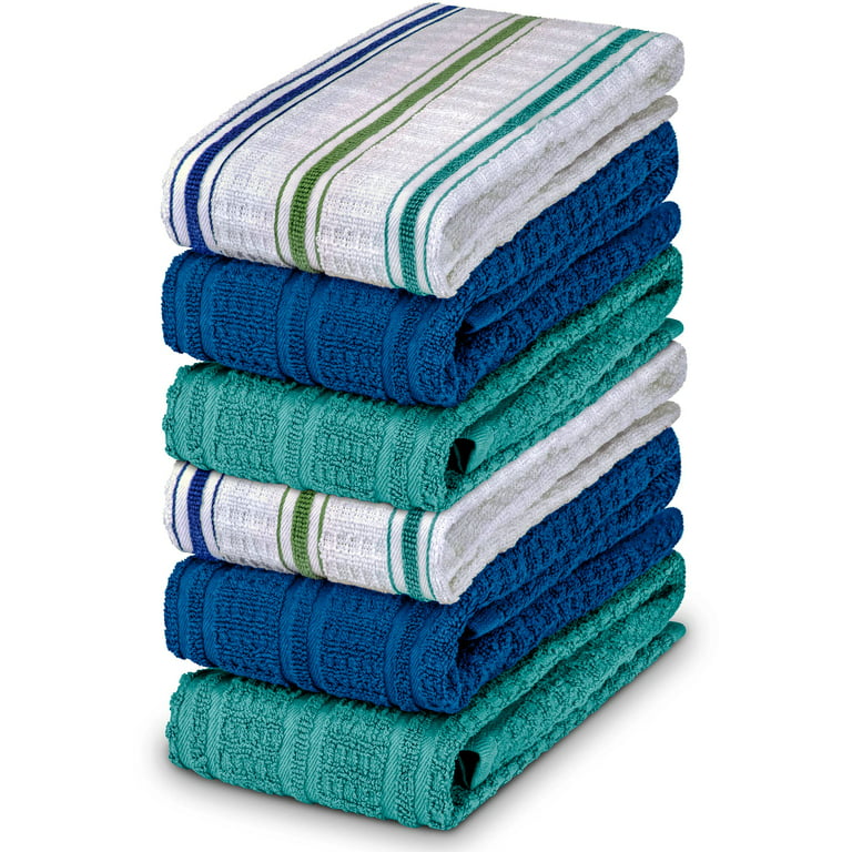 DecorRack 6 Kitchen Towels, 100% Cotton, 16 x 27 inches, White