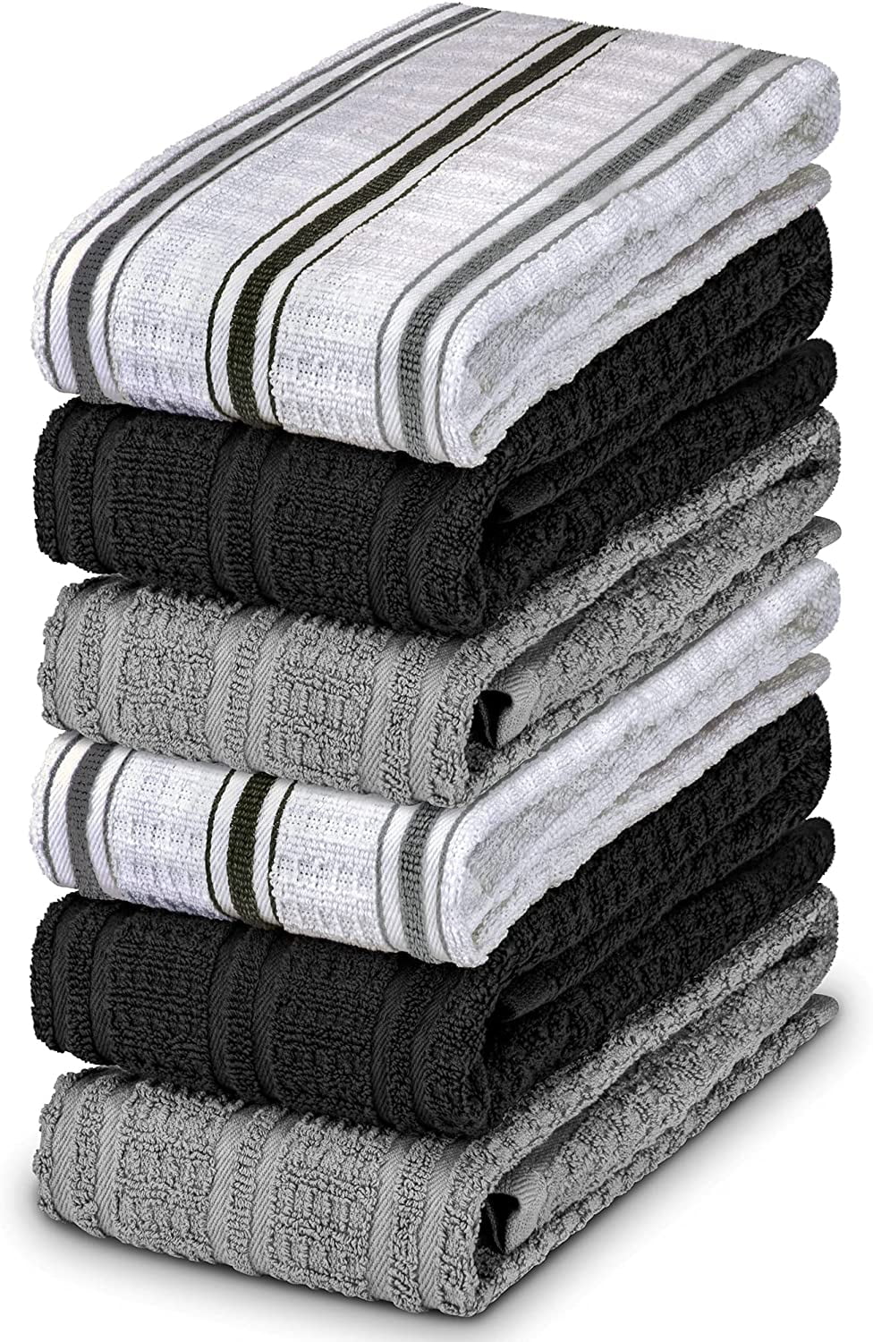 DecorRack 6 Large Kitchen Towels, 100% Cotton, 16 x 27 inches