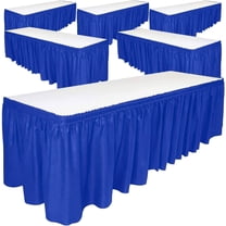 DecorRack 6 Pack Table Skirts, 29 in x 14 ft Reusable Party Tablecloth Skirt with Adhesive Strip for Parties & Events, Royal Blue (Pack of 6)
