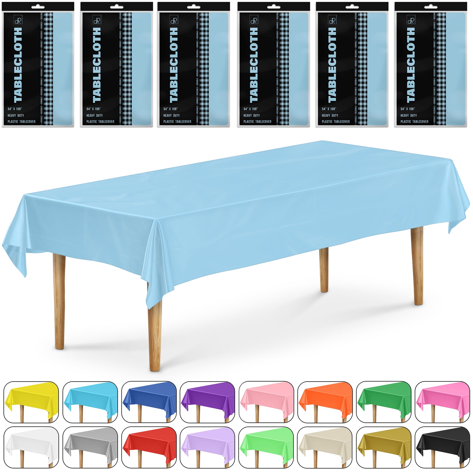 Pallet Rack Blue DecorRack Light Blue Rectangular Plastic Tablecloth, 54 x 108 inch ...