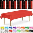 thumbnail image 1 of DecorRack 6 Pack Plastic Tablecloths, 54 x 108 inch Rectangular Disposable Table Covers for Parties, Events, Indoor Outdoor Use, Red (6 Count), 1 of 7