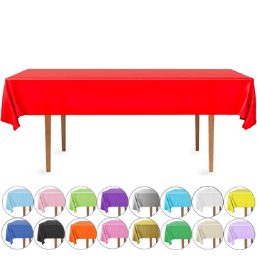 DecorRack 6 Plastic Tablecloths, 54 x 108 inch, Rectangular, Red