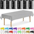 thumbnail image 1 of DecorRack 6 Pack Plastic Tablecloths, 54 x 108 inch Rectangular Disposable Table Covers for Parties, Events, Indoor Outdoor Use, Silver (6 Count), 1 of 7
