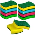 thumbnail image 1 of DecorRack 8 Multicolored Cleaning Sponges, Heavy Duty Scouring Scrubbing Side and Absorbent Side, for Kitchen, Dishes, Tables, Bathroom, Car Wash, Assorted Colors (Pack of 8), 1 of 1