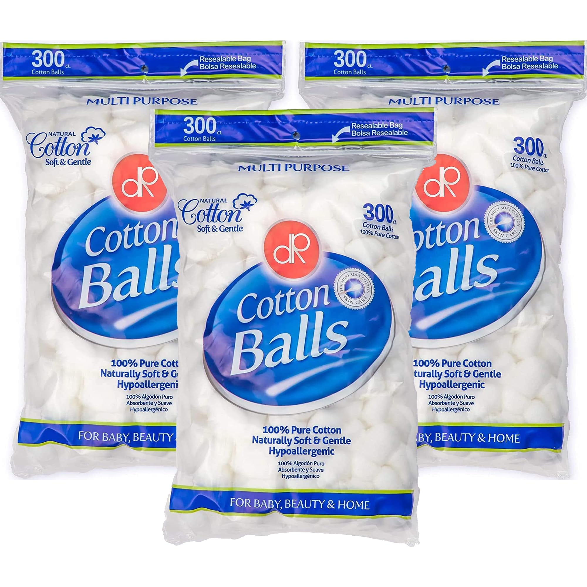DecorRack 900 Small Cotton Balls, 100% Natural Cotton, for Make-Up, Nail Polish Removal, Applying Oil Lotion or Powder, Soft and Absorbent for Household Needs (900 Count)
