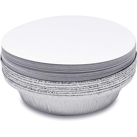 DecorRack Aluminum Pans with Flat Board Lid, 7 inch, 14 Pieces