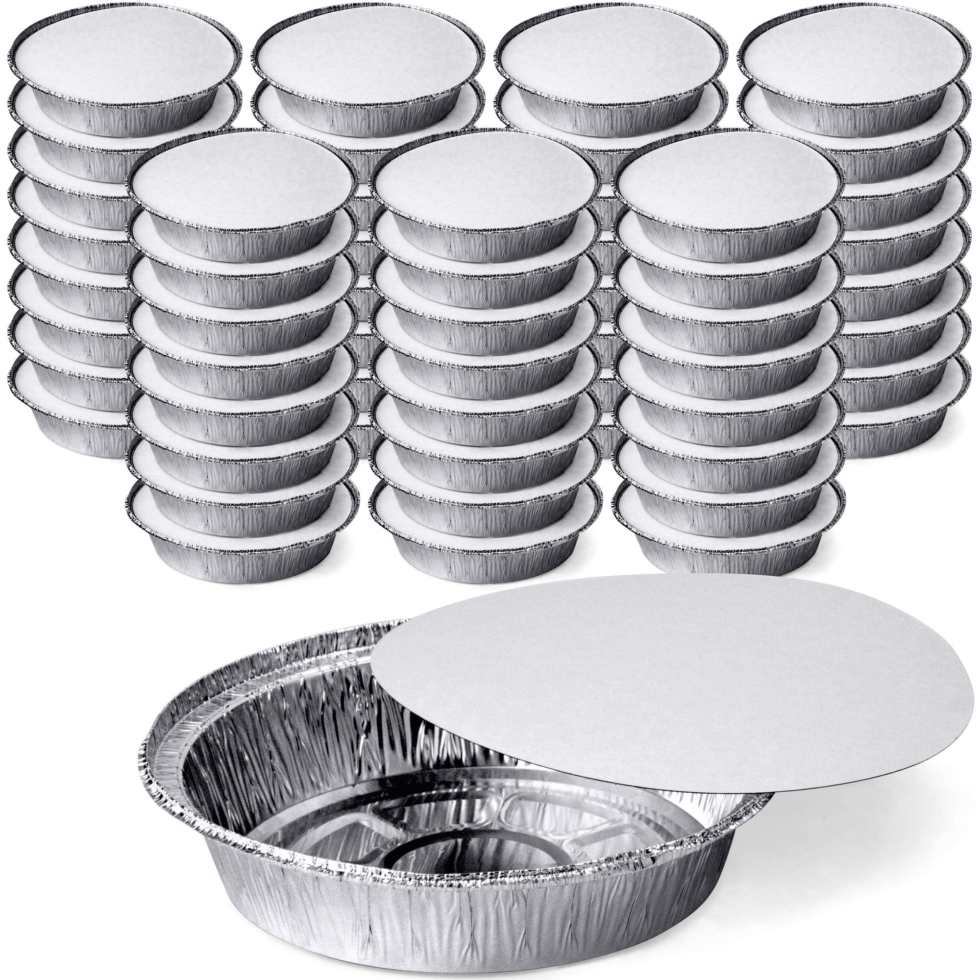DecorRack 56 Round Aluminum Pans with Flat Board Lid, 7 inch Heavy Duty  Take-Out Containers - Walmart.com