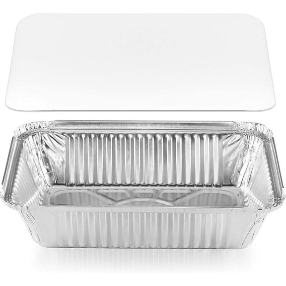 DecorRack Aluminum Pans with Flat Board Lids, 2.25 lb Rectangular (14 Pieces)