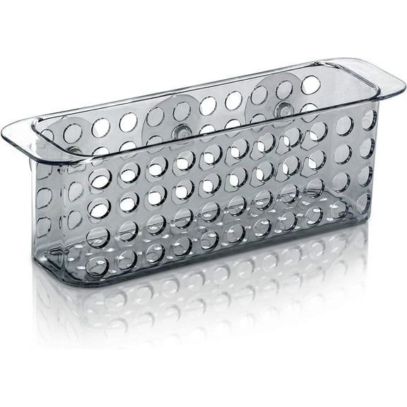 DecorRack Bath Caddy Basket with Suction Cups, 10 inch Long, Clear Acrylic Plastic